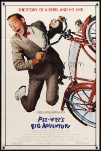 4c695 PEE-WEE'S BIG ADVENTURE 1sh '85 Tim Burton, best image of Paul Reubens & his beloved bike!