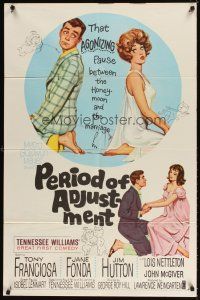4c697 PERIOD OF ADJUSTMENT 1sh '62 art of sexy Fonda in nightie trying to get used to marriage!