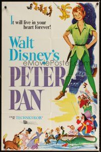 4c698 PETER PAN 1sh R69 Walt Disney animated cartoon fantasy classic, great full-length art!