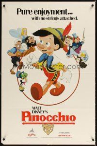 4c702 PINOCCHIO 1sh R84 Disney classic fantasy cartoon about wooden boy who wants to be real!
