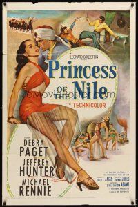 4c717 PRINCESS OF THE NILE 1sh '54 sexy full-length art of barely-dressed young Debra Paget!
