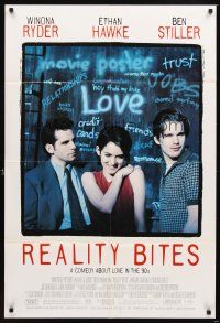 4c733 REALITY BITES DS 1sh '94 Janeane Garofalo, image of Winona Ryder, Ben Stiller, Ethan Hawke!