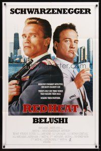 4c734 RED HEAT int'l 1sh '88 great image of cops Arnold Schwarzenegger & James Belushi!