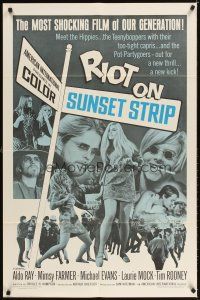 4c751 RIOT ON SUNSET STRIP 1sh '67 hippies with too-tight capris, crazy pot-partygoers!