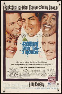 4c753 ROBIN & THE 7 HOODS 1sh '64 Sinatra, Dean Martin, Sammy Davis Jr, Bing Crosby, Rat Pack