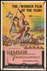 4c766 SAMSON & THE 7 MIRACLES OF THE WORLD 1sh '62 Maciste Alla Corte Del Gran Khan, sexy art!
