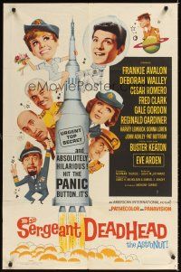 4c786 SERGEANT DEADHEAD 1sh '65 Frankie Avalon, sexy Deborah Walley, Buster Keaton