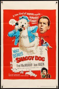 4c792 SHAGGY DOG 1sh '59 Disney, Fred MacMurray in the funniest sheep dog story ever told!