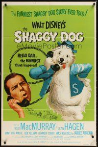 4c793 SHAGGY DOG 1sh R74 Disney, Fred MacMurray in the funniest sheep dog story ever told!