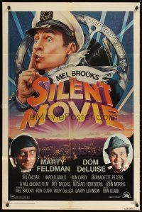 4c804 SILENT MOVIE 1sh '76 Marty Feldman, Dom DeLuise, art of Mel Brooks by John Alvin!