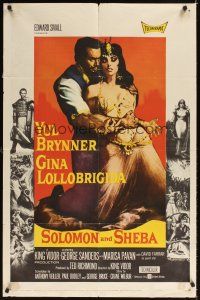 4c811 SOLOMON & SHEBA 1sh '59 Yul Brynner with hair & super sexy Gina Lollobrigida!