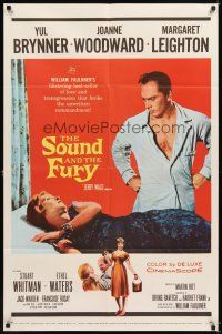 4c820 SOUND & THE FURY 1sh '59 Martin Ritt, Yul Brynner with hair glares at Joanne Woodward!