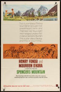 4c826 SPENCER'S MOUNTAIN 1sh '63 Henry Fonda, Maureen O'Hara, like Hamner's Waltons!