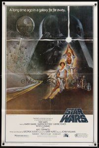 4c838 STAR WARS 4th printing style A 1sh '77 George Lucas classic sci-fi epic, art by Tom Jung!