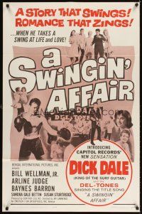 4c863 SWINGIN' AFFAIR 1sh '63 Bill Wellman, Jr, Arline Judge, boxing and rock & roll!