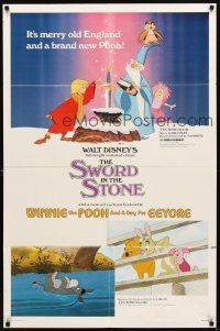 4c866 SWORD IN THE STONE/WINNIE POOH & A DAY FOR EEYORE 1sh '83 Disney cartoon double-bill!
