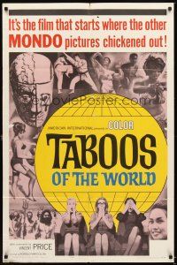 4c867 TABOOS OF THE WORLD 1sh '65 I Tabu, AIP, Vincent Price, wild image of shocked audience!