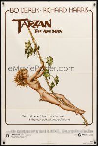 4c877 TARZAN THE APE MAN 1sh '81 great art of sexy Bo Derek swinging on vine!