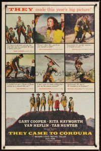 4c895 THEY CAME TO CORDURA 1sh '59 Gary Cooper, Rita Hayworth, Tab Hunter, Van Heflin!