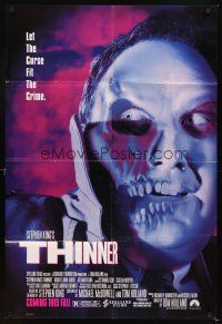 4c900 THINNER advance 1sh '96 Stephen King horror, creepy image of decaying face!