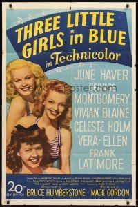 4c907 THREE LITTLE GIRLS IN BLUE 1sh '46 sexy June Haver, Vivian Blaine & Vera-Ellen!