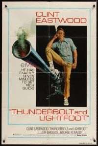 4c913 THUNDERBOLT & LIGHTFOOT style C w/COA 1sh '74 art of Clint Eastwood with HUGE gun by McGinnis!