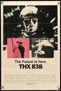 4c914 THX 1138 1sh '71 first George Lucas, Robert Duvall, bleak futuristic fantasy sci-fi!