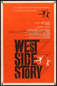 4c967 WEST SIDE STORY pre-awards 1sh '61 Academy Award winning classic musical, wonderful art!