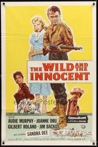 4c975 WILD & THE INNOCENT 1sh '59 Audie Murphy wants to kill, drink whiskey & kiss fancy women!