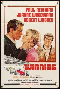 4c983 WINNING 1sh '69 Paul Newman, Joanne Woodward, Indy car racing art by Howard Terpning!