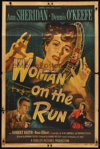 4c988 WOMAN ON THE RUN 1sh '50 Ann Sheridan, Dennis O'Keefe, film noir!