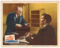 4d191 13th LETTER LC #2 '51 Otto Preminger, Michael Rennie at desk talking to Charles Boyer!