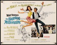 4f373 HAPPIEST MILLIONAIRE 1/2sh '67 Disney, artwork of John Davidson & Lesley Ann Warren dancing!