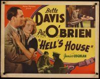 4f377 HELL'S HOUSE yellow style 1/2sh R30s Bette Davis top billed in movie she had a minor role in!