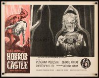 4f386 HORROR CASTLE 1/2sh '64 Where the Blood Flows, cool art of cloaked figure carrying girl!