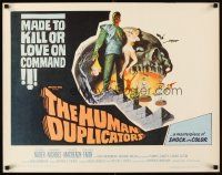 4f389 HUMAN DUPLICATORS 1/2sh '64 cool horror art of monsters made to kill or love on command!