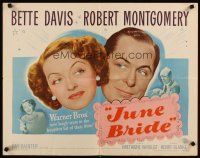 4f415 JUNE BRIDE 1/2sh '48 Bette Davis & Robert Montgomery in the happiest hit of their lives!