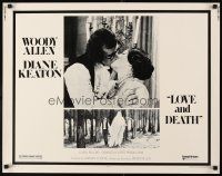 4f461 LOVE & DEATH style B 1/2sh '75 wacky Woody Allen & Diane Keaton romantic kiss close up!