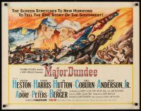 4f472 MAJOR DUNDEE 1/2sh '65 Sam Peckinpah, Charlton Heston, Civil War battle art by Rehberger!