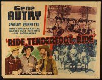 4f585 RIDE TENDERFOOT RIDE style B 1/2sh '40 Gene Autry on horseback, Smiley Burnette!