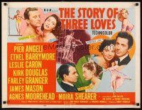 4f644 STORY OF THREE LOVES style A 1/2sh '53 Kirk Douglas, Pier Angeli, Leslie Caron, Granger!