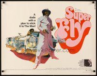 4f650 SUPER FLY 1/2sh '72 great artwork of Ron O'Neal with car & girl sticking it to The Man!