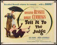 4f667 TELL IT TO THE JUDGE style A 1/2sh '49 Robert Cummings dumps water on Rosalind Russell!