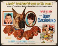 4f698 UGLY DACHSHUND 1/2sh '66 Walt Disney, great art of Great Dane with wiener dogs!