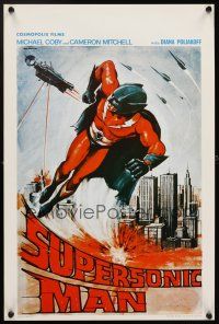 4g037 SUPERSONIC MAN Belgian '79 Spanish superhero, cool action artwork!