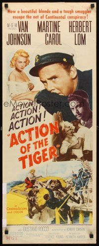 4g150 ACTION OF THE TIGER insert '57 Van Johnson & Martine Carol try to escape conspiracy!