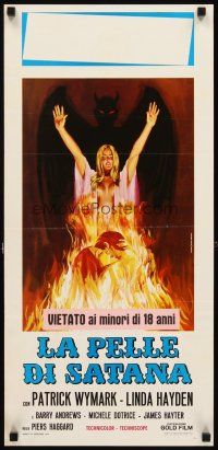 4g055 BLOOD ON SATAN'S CLAW Italian locandina '71 cool artwork of demon & sexy near-naked girl!