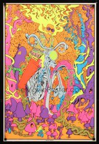 4j785 ACID RIDER blacklight Canadian commercial poster '70s psychedelic art of biker on motorcycle!