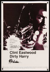4j751 DIRTY HARRY English commercial poster '99 great c/u of Clint Eastwood pointing gun, classic!