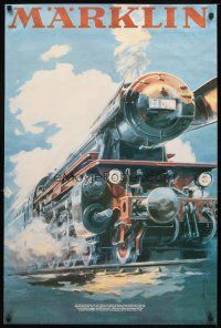 4j776 MARKLIN commercial poster '80s great art of steam locomotive railroad engine!